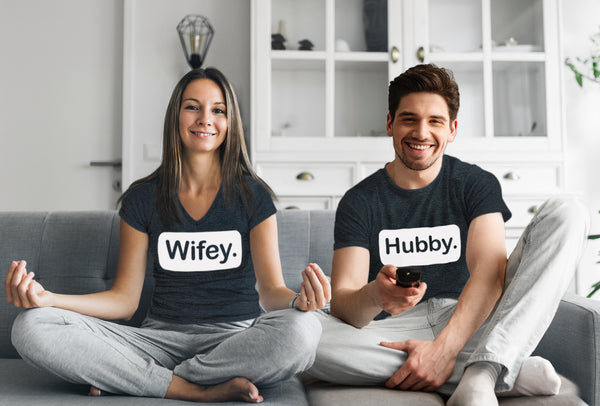 Hubby and Wifey Shirts Set Matching Couple Shirts for Him and Her mr and mrs Husband and Wife Wedding Shirt