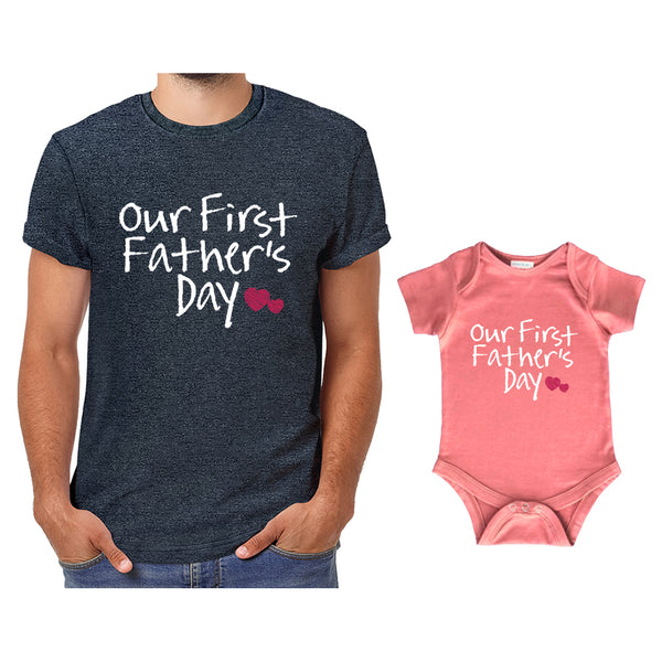 Our First Fathers Day Father Son Matching Shirts Father Daughter Gift for Father's