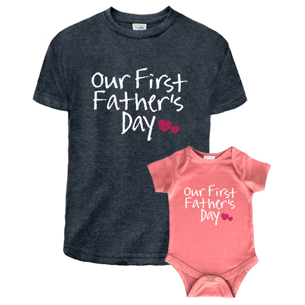 Our First Fathers Day Father Son Matching Shirts Father Daughter Gift for Father's