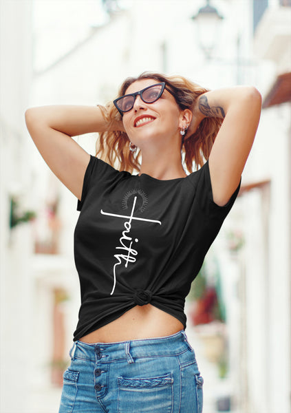 Faith Shirts for Women Christian Tshirts Over Fear Cross Hope Love Church Tops