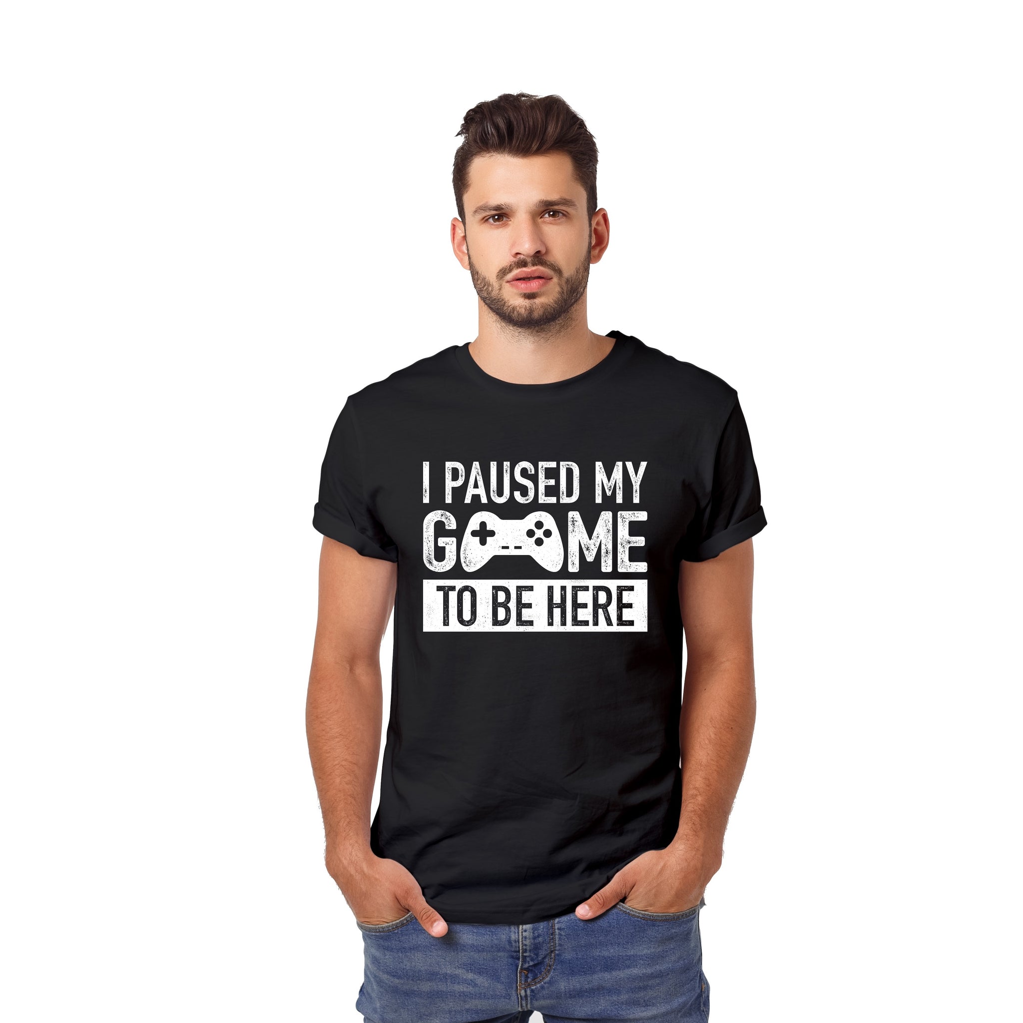 I Paused My Game to Be Here t Shirt Gamer Gifts for Men Gaming Funny Graphic Tees