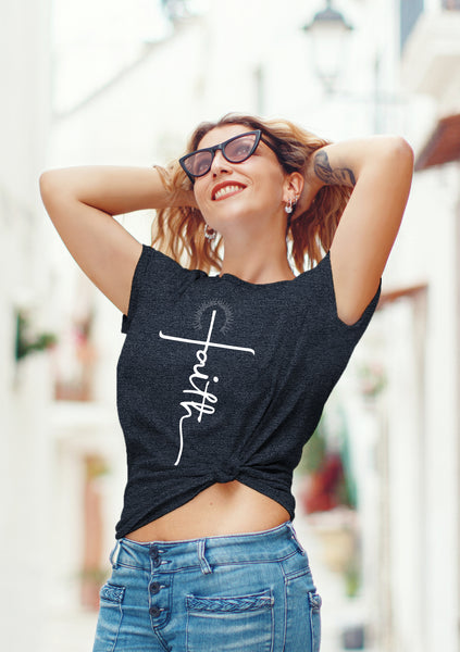 Faith Shirts for Women Christian Tshirts Over Fear Cross Hope Love Church Tops