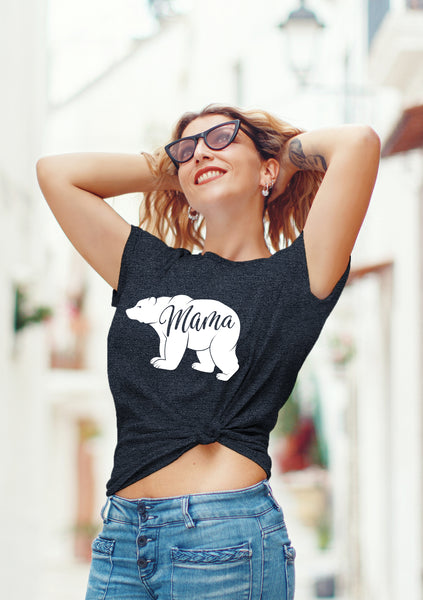 Mama Bear Shirt for Women Best mom Shirts with Sayings Cool Mothers Day Casual tee