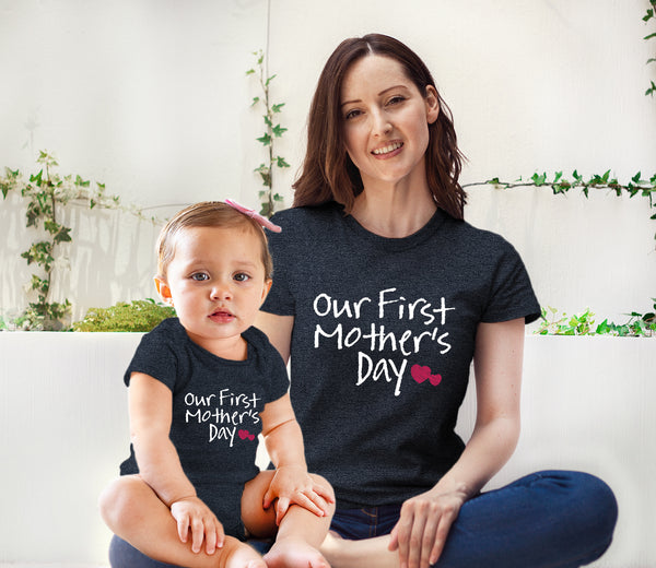 Our First Mothers Day Matching Outfit Baby Gifts for New mom Shirt for Daughter