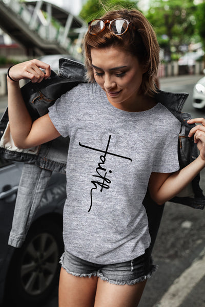 Faith Shirts for Women Christian Tshirts Over Fear Cross Hope Love Church Tops