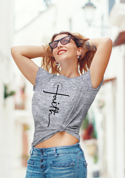 Faith Shirts for Women Christian Tshirts Over Fear Cross Hope Love Church Tops