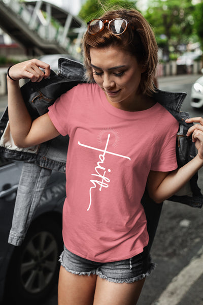 Faith Shirts for Women Christian Tshirts Over Fear Cross Hope Love Church Tops