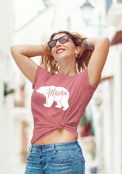 Mama Bear Shirt for Women Best mom Shirts with Sayings Cool Mothers Day Casual tee