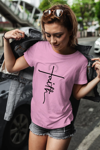 Faith Shirts for Women Christian Tshirts Over Fear Cross Hope Love Church Tops