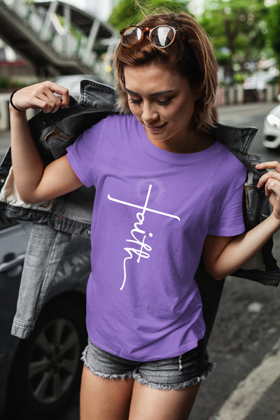 Faith Shirts for Women Christian Tshirts Over Fear Cross Hope Love Church Tops