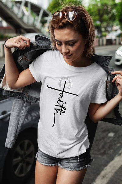 Faith Shirts for Women Christian Tshirts Over Fear Cross Hope Love Church Tops