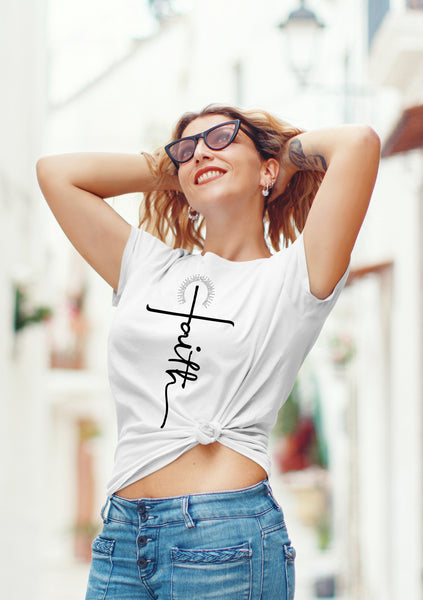 Faith Shirts for Women Christian Tshirts Over Fear Cross Hope Love Church Tops